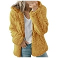 thumbnail image 1 of tklpehg Fall Winter Womens Coat Long Sleeve Jacket Ladies Hooded Jackets Fashion Warm Faux Coat Jacket Winter Zipper Solid Long Sleeve Outerwear Yellow XL, 1 of 6