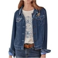 thumbnail image 1 of tklpehg Fall Winter Womens Fall Coats Long Sleeve Coats Ladies Lapels Jackets Cozy Retro Plain Slim Short Long Sleeve Velvet Solid Buttons Pokets Jacket Cardigan Loose Coat Top Light blue L, 1 of 5