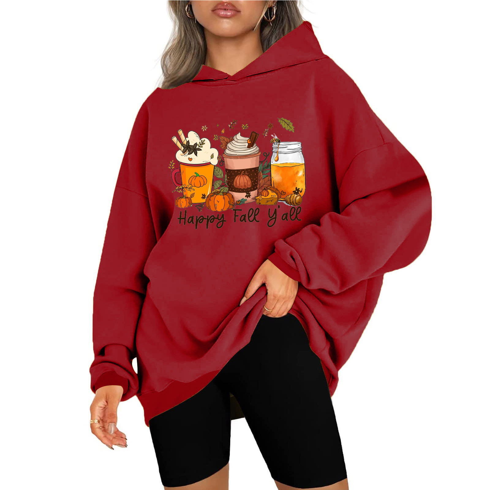 tklpehg Halloween Sweatshirt Clearance Iced Coffee Print Graphic