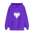 thumbnail image 1 of tklpehg Hoodies For Women Heart Graphic Print Fleece Sweatshirt Y2k Tops Fall Long Sleeve Hooded Drawstring Sweatshirt Pullover with Pocket Trendy Hoodies #D-Purple M, 1 of 1