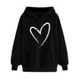 thumbnail image 1 of tklpehg Hoodies For Women Heart Graphic Print Fleece Sweatshirts Y2k Tops Fall Long Sleeve Hooded Drawstring Sweatshirt Pullover with Pocket Trendy Hoodies #B-Black XXL, 1 of 1