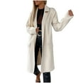 thumbnail image 1 of tklpehg Long Coat for Women Temperament Long Coat Solid Color Long Sleeve Winter Warm Jacket Lapel Loose Casual Overcoat (White,XL), 1 of 6