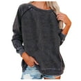 thumbnail image 1 of tklpehg Long Sleeve Workout Shirts for Women Raglan Long Sleeve Blouses Basic Tops for Womens Fall Tops Comfy Classic Solid Colors Casual Loose Fit Pullover Tops Round Neck Gray M, 1 of 3