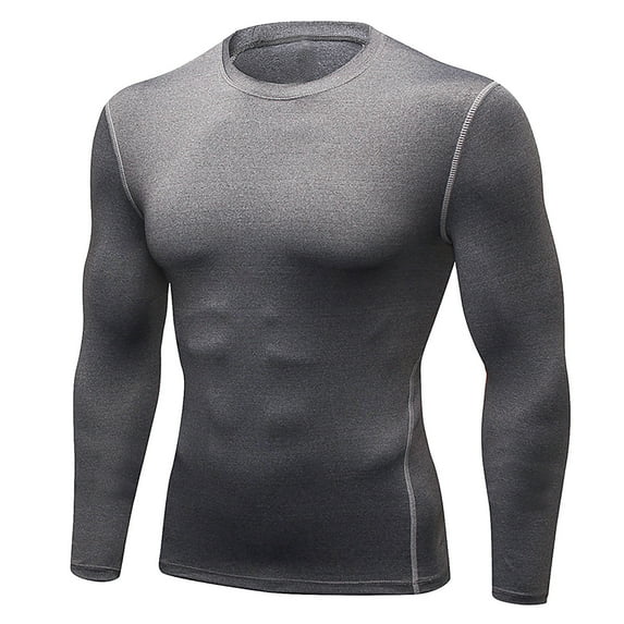 tklpehg Men Shirts Long Sleeve Casual Trendy Tops Tight Training Sports Fitness Running Sweat Wicking Long Sleeve Shirt Gray XL