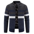 thumbnail image 1 of tklpehg Mens Coats and Jackets Long Sleeve Warm Coats Color Block Zipper Stand-Up Collar Fleece Knitted Sweater Jacket Fashion Fall Winter Clothes Casual Outerwear (Dark Gray,M), 1 of 5