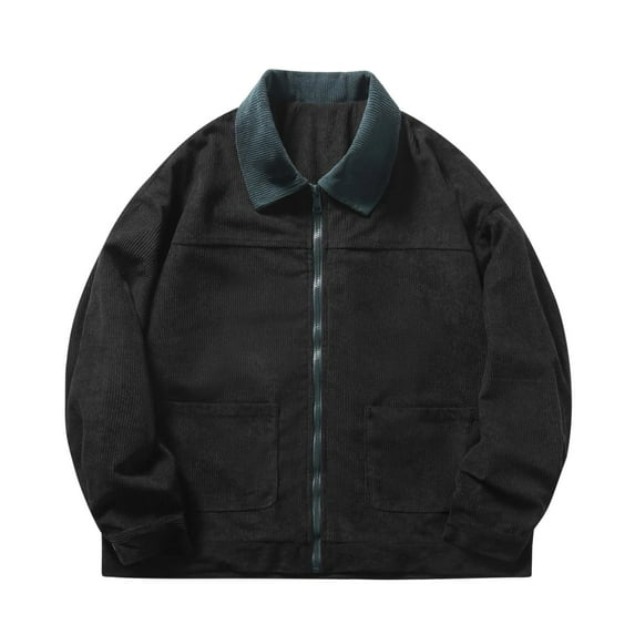 tklpehg Mens Coats Long Sleeve Solid Color Fall Winter Warm Coats Casual Zipper Lapel Outdoor Sportswear Jackets Trench Fashion Outerwear (Black,XXXL)