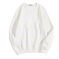 thumbnail image 1 of tklpehg Mens Crewneck Sweatshirt Fall Winter Round Neck Sweatshirts Solid Color Lightweight Fashion Casual Loose Pullover (White,M), 1 of 3