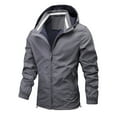 thumbnail image 1 of tklpehg Mens Jackets Windproof Outdoor Breathable Zipper Hooded Jacket Fall Winter Warm Coats Casual Solid Color Long Sleeve Fashion Outerwear (Gray,XS), 1 of 7