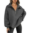thumbnail image 1 of tklpehg Oversized Sweatshirt for Women Quarter Half Zip Hoodies Vintage Sweatshirt Lightweight Long Sleeve Tops V-Neck Classic Solid Color Casual Loose Going Out Tops Pullover (Dark Gray,L), 1 of 7