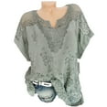 thumbnail image 1 of tklpehg Plus Size Tops for Women V-Neck Hollow Out Short Sleeve T Shirts Solid Color Casual Dressy Blouses Shirts (Gray,XXXXXXL), 1 of 6