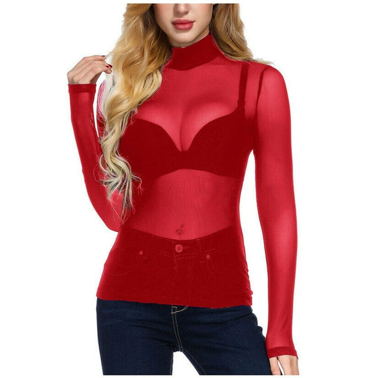 Red sheer crop top deals