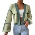 thumbnail image 1 of tklpehg Sweaters for Women Open Front Knitted Sweater Short Coat Loose Cardigan Lightweight Long Sleeve Casual Solid Color Outerwear (Green,S), 1 of 7
