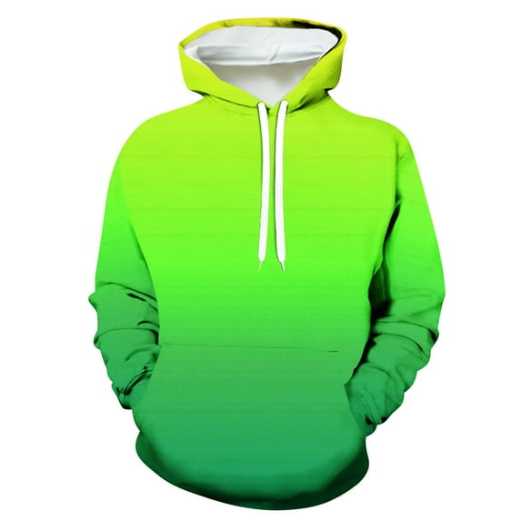 tklpehg Sweatshirts for Men Lightweight Fall Winter Loose Casual Gradient Color Hooded Drawstring Hoodies Sweatshirt with Pocket Fashion Pullover (Green,XXXL)