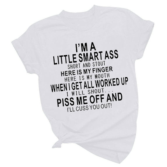 tklpehg Tshirts Shirts for Women Casual Short Sleeve Shirts Summer Crewneck Funny Letter Print T Shirt Graphic Tee Comfy Soft Loose Blouses (A-White,XXL)