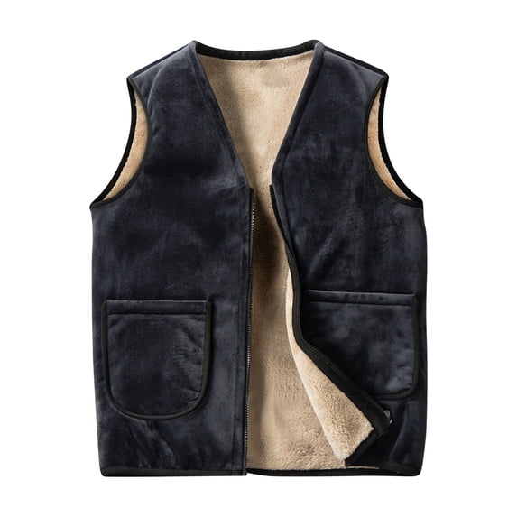 tklpehg Vests for Men Casual Autumn and Winter Warm Vest Jacket Thick Lamb Wool Plus Size Tank Coat Tops Gray XXXL