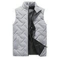thumbnail image 1 of tklpehg Vests for Men Winter Warm Fashion Solid Stand Collar Sleeveless Cardigan Jacket Outerwear Padded Coat Gray XXXXXL, 1 of 4