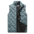 thumbnail image 1 of tklpehg Vests for Men Winter Warm Fashion Solid Stand Collar Sleeveless Cardigan Jacket Outerwear Padded Coat Green L, 1 of 6