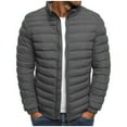 thumbnail image 1 of tklpehg Winter Jackets for Men Long Sleeve Coat Solid Color Jacket Cotton Padded Jacket Fashion Cotton Padded Jacket Warm Cotton Padded Jacket Gray XXXL, 1 of 3