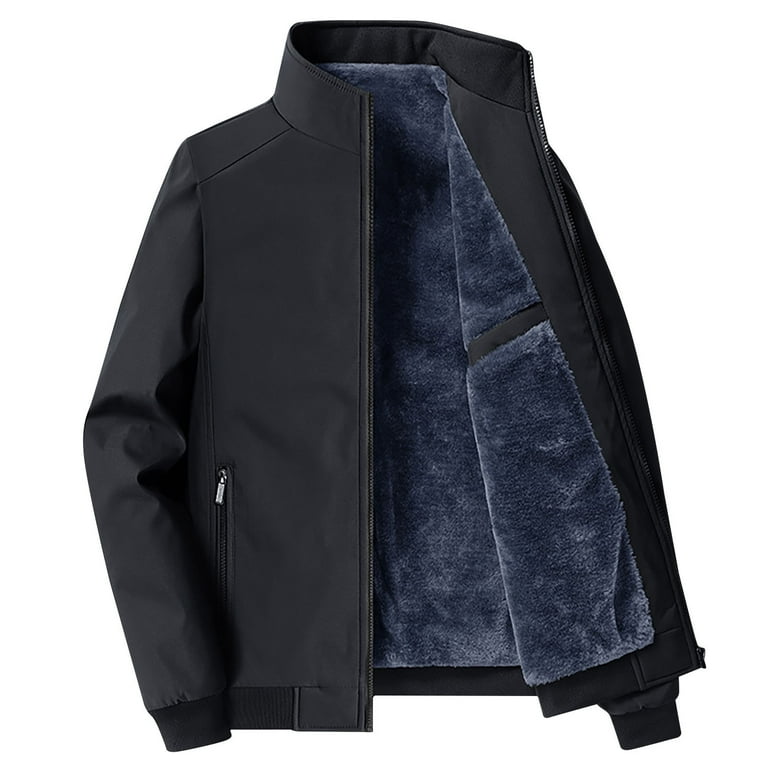 tklpehg Winter Jackets for Men Trendy Long Sleeve Coat Fashion Casual Loose Plush Thick Stand Collar Coat Long Sleeve Zipper Pocket Solid Coat Dark tklpehg Winter Jackets for Men Trendy Long Sleeve Coat Fashion Casual Loose Plush Thick Stand Collar Coat Long Sleeve Zipper Pocket Solid Coat Dark