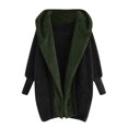 thumbnail image 1 of tklpehg Winter Jackets For Women Winter Warm Plush Jackets Open Front Hooded Coat Overcoat Long Sleeve Fall Coat Solid Color Leisure Loose Outwear Green XXL, 1 of 5