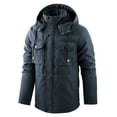 thumbnail image 1 of tklpehg Winter Jackets for Men Trendy Long Sleeve Coat Fashion Casual Loose Plush Warm Cotton Hooded Jacket Long Sleeve Parkas Dark Blue XXXXXL, 1 of 5