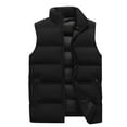thumbnail image 1 of tklpehg Winter Vest for Men Warm Fashion Solid Stand Collar Sleeveless Cardigan Jacket Outerwear Padded Coat Black L, 1 of 9