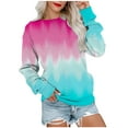 thumbnail image 1 of tklpehg Women Long Sleeve Sweatshirt Comfy Loose Blouse Leisure Lightweight Spring Shirts Long Sleeve Tops Crewneck Sweatshirts Gradient Print Tops Graphic Sweatshirts Hot Pink L, 1 of 5