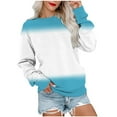 thumbnail image 1 of tklpehg Women Long Sleeve Sweatshirt Comfy Loose Blouse Leisure Lightweight Spring Shirts Long Sleeve Tops Crewneck Sweatshirts Gradient Print Tops Graphic Sweatshirts Blue S, 1 of 5