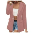 thumbnail image 1 of tklpehg Women's Blazers & Suit Jackets Lightweight Blazer Open Front Button Suits Work Office Jackets Overcoat Fall Coat Long Sleeve Leisure Solid Color Loose Outwear Pink S, 1 of 7