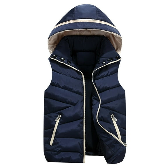 tklpehg Women's Jackets for Winter Winter Warm Coat Wadded Jacket Leisure Overcoat Loose Solid Color Fall Coat Sleeveless Outwear Navy M