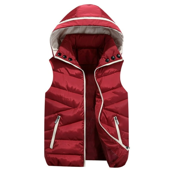 tklpehg Women's Jackets for Winter Winter Warm Coat Wadded Jacket Leisure Overcoat Loose Solid Color Fall Coat Sleeveless Outwear Red XXXL