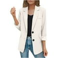 thumbnail image 1 of tklpehg Womens Blazers for Work Casual Bussiness Casual Blazers Button Open Front Coat Work Office Blazer Jacket Solid Color Loose Leisure Fall Coat Long Sleeve Overcoat Outwear White M, 1 of 8