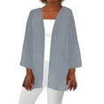 thumbnail image 1 of tklpehg Womens Cardigan Loose Cover Up Casual Blouse Tops Leisure 3/4 Sleeve Fall Coat Overcoat Solid Color Blouses Gray M, 1 of 5