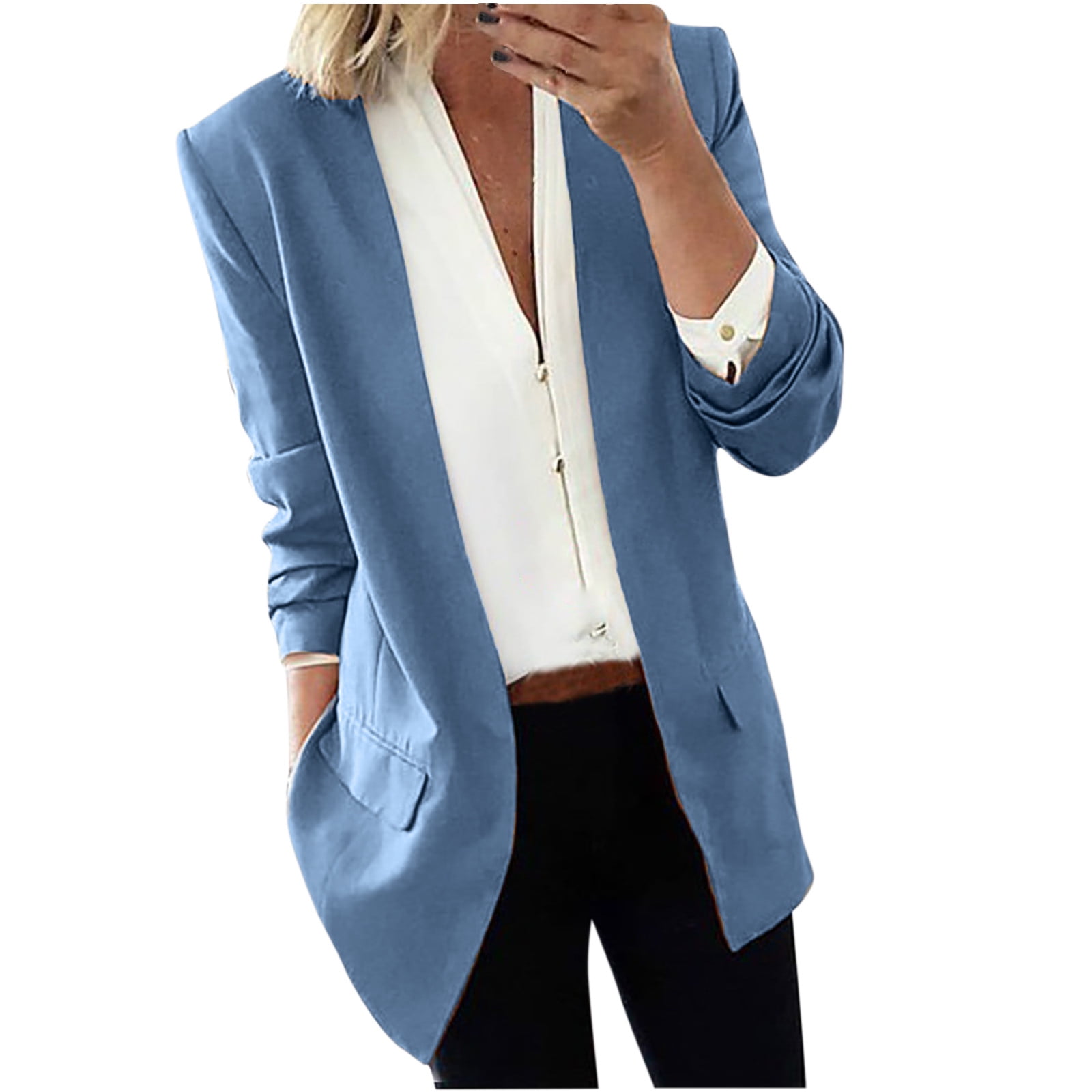 tklpehg Womens Casual Blazer Jacket Long Sleeve Lapel Cape Cloak Long Coat Blazers  Ladies Casual Office Suit Outwear Brown L 