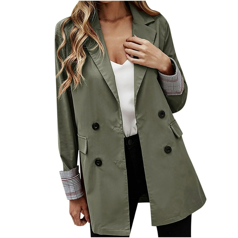 Fashion Plaid Printed Colour Long Sleeve Trench-Coat Fashion Plaid Printed Colour Long Sleeve Trench-Coat