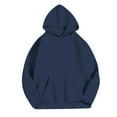thumbnail image 1 of tklpehg Womens Fleece Hoodies with Pocket Long Sleeve Tops Vintage Sweatshirt Hooded Lightweight Classic Solid Color Casual Loose Going Out Tops Pullover (Navy,XL), 1 of 6