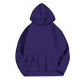 thumbnail image 1 of tklpehg Womens Fleece Hoodies with Pocket Long Sleeve Tops Vintage Sweatshirt Hooded Lightweight Classic Solid Color Casual Loose Going Out Tops Pullover (Purple,XL), 1 of 6