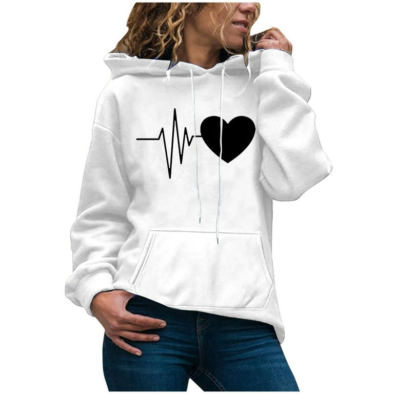 tklpehg Womens Hooded Sweatshirts Fall Trendy Pattern Print Casual Graphic Hoodie Hooded Drawstring with Pocket Sweatshirt Long Sleeve Tops Comfy