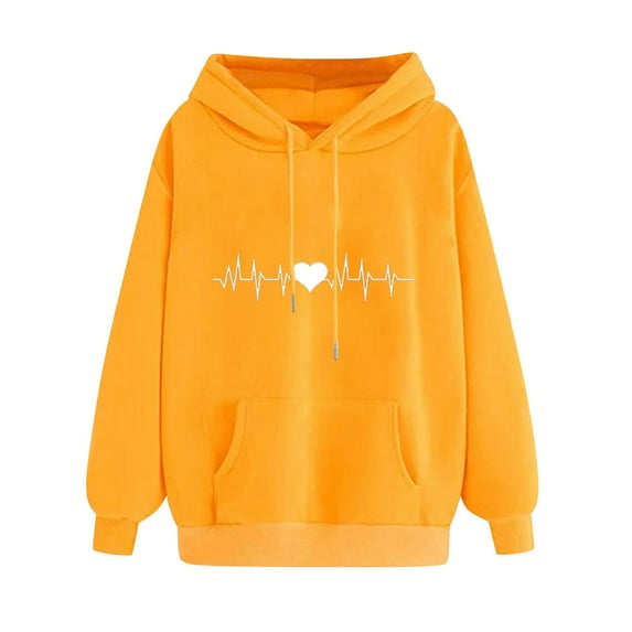 tklpehg Womens Hoodies Going Out Tops Lightweight Vintage Sweatshirt Hooded Long Sleeve Tops Classic Solid Color Casual Loose Pullover (Yellow,S)