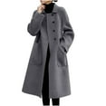 thumbnail image 1 of tklpehg Womens Jacket Fall Winter Button Long Coats Pocket Overcoat Leisure Loose Solid Color Long Sleeve Fall Coat Outwear Gray L, 1 of 8
