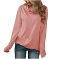 thumbnail image 1 of tklpehg Womens Long Sleeve Tee Shirt Baggy Comfortable Blouses Pullover Tops Cowl Neck Long Sleeve Tunic Tops Leisure Solid Color Fall Tops Trendy Pink XXXL, 1 of 5
