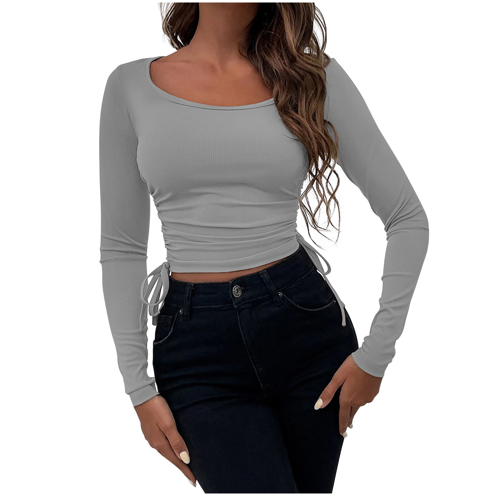 Long Sleeve Fall Crop Tops for Womens Trendy Clothes Going Out