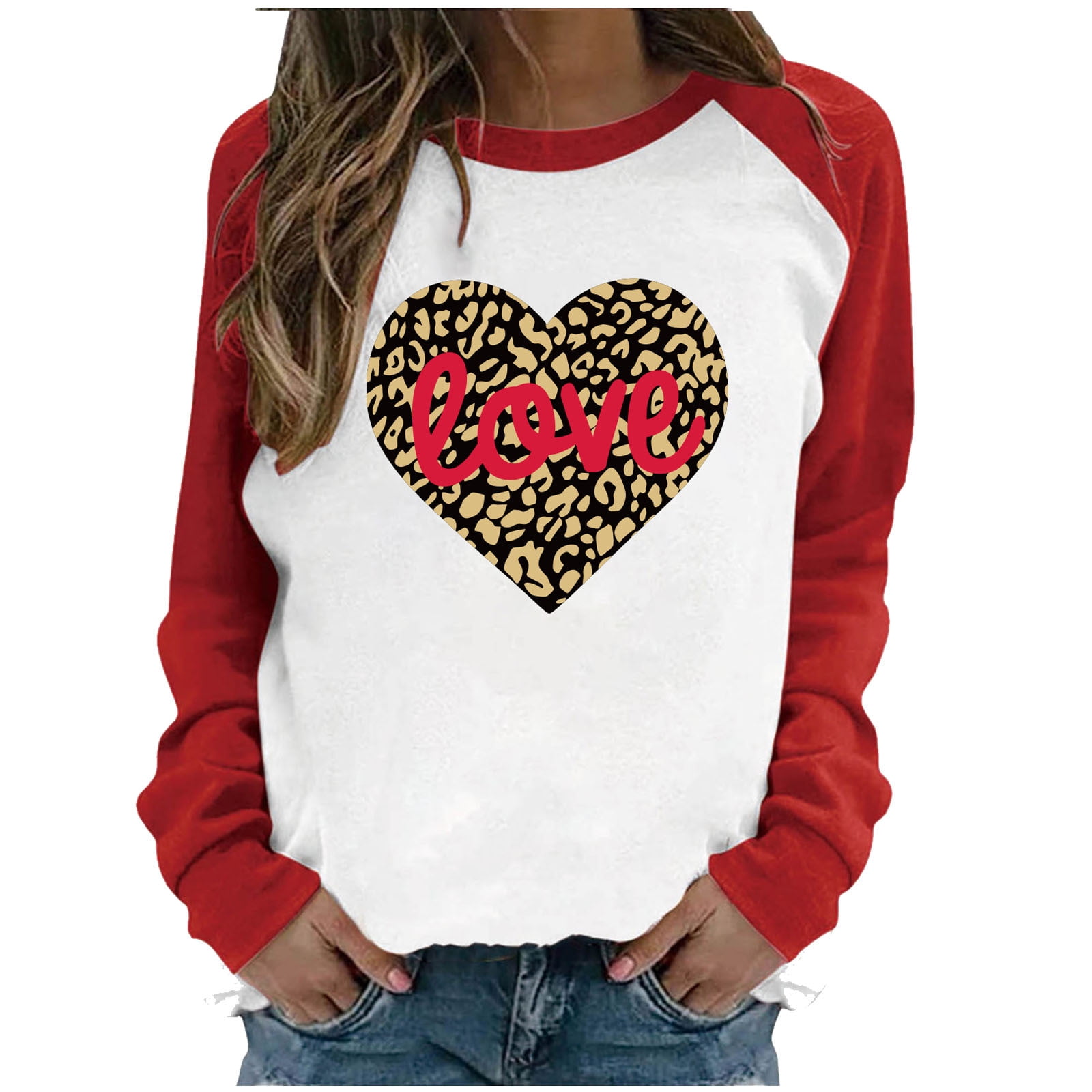Leopard Heart Sweatshirt Valentine Sweatshirt Valentines Women 