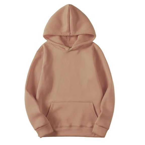 tklpehg Womens Oversized Hoodies Vintage Sweatshirt Classic Solid Color Going Out Tops Long Sleeve Tops Hooded Loose Casual Lightweight Pullover (Beige,L)