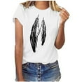 thumbnail image 1 of tklpehg Womens Short Sleeve Tops Summer Comfy Lightweight Shirts Leisure Loose Fit Crewneck Feather Print Tops Graphic Tees White XL, 1 of 6