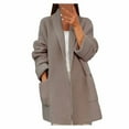 thumbnail image 1 of tklpehg Womens Sweaters Open Front cardigan Sweaters Jacket With Pocket Solid Color Loose Leisure Long Sleeve Overcoat Fall Coat Outwear Khaki L, 1 of 2