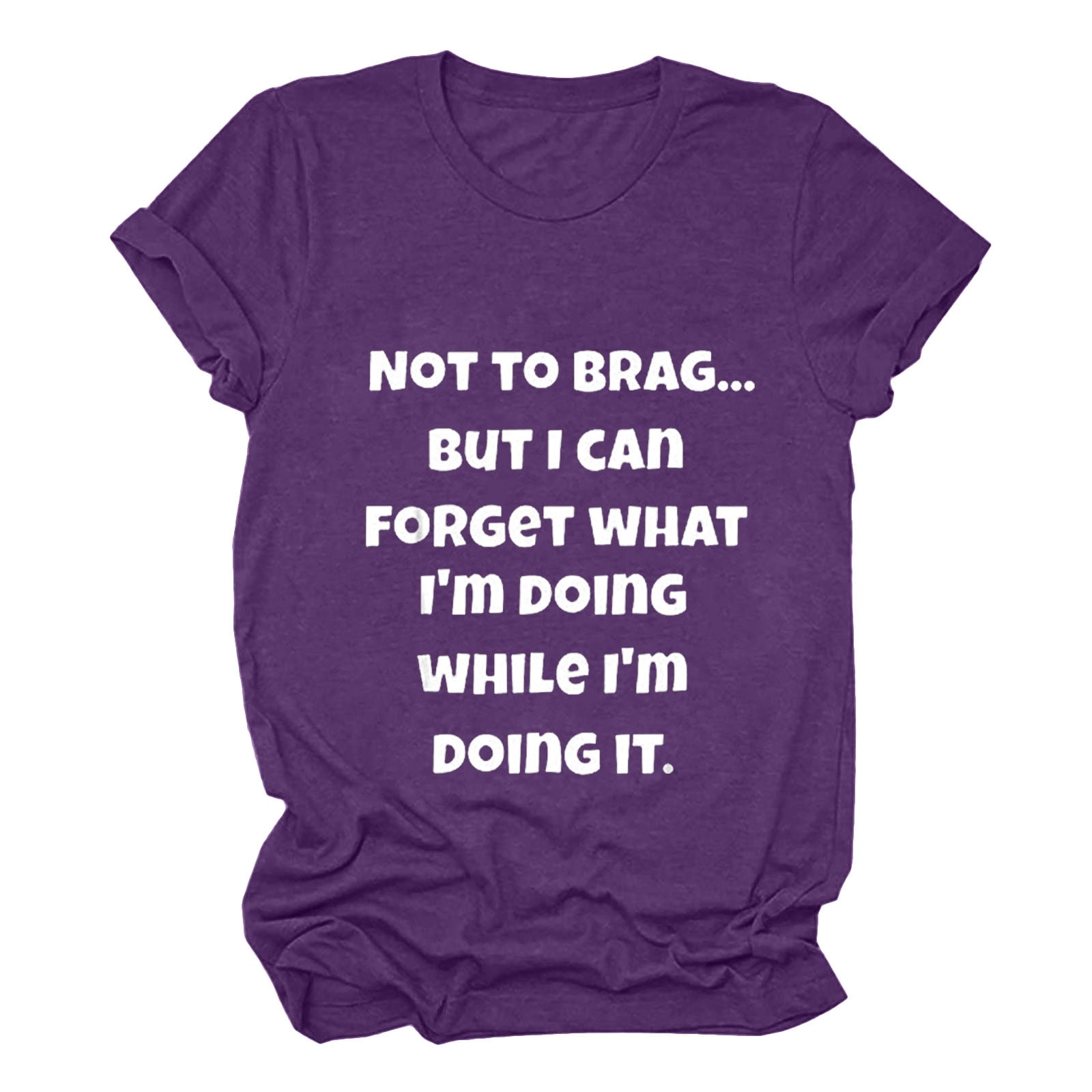 tklpehg Womens T Shirts Short Sleeve Loose Comfy Tunic Lightweight Crewneck Tops Trendy Leisure Summer Funny Letter Print Graphic Tee Shirt Purple L