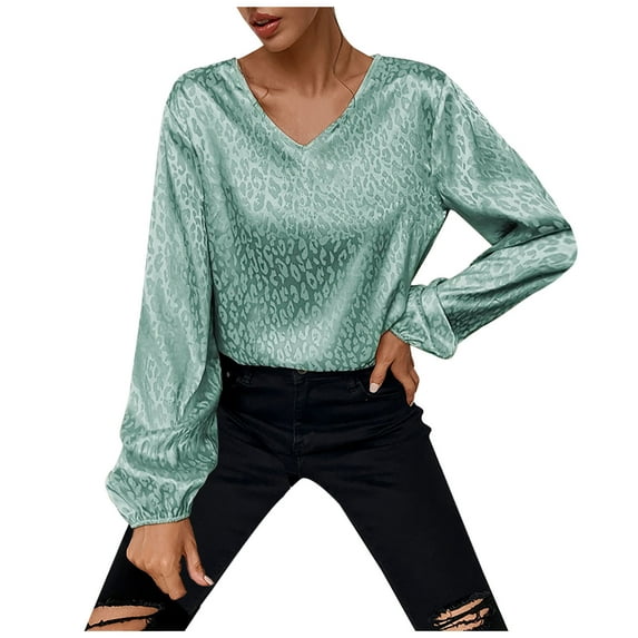 tklpehg Womens Tops Long Sleeve Long Sleeve Shirts Classic Solid Colors Ladies Tops Comfortable Casual V-Neck Lightweight Loose Fit Blouse Tunic Tops Green XL