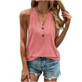 thumbnail image 1 of tklpehg Womens Tops V-Neck Button Tank Tops Going Out Tops Casual Sleeveless Tee Shirt Summer Lightweight Loose Blouses Solid Color Vintage Tshirt (Pink,S), 1 of 5