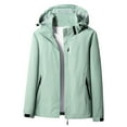 thumbnail image 1 of tklpehg Womens Winter Coats Single Layer Zipper Hooded Coat Outdoor Jackets Fall Coat Long Sleeve Loose Leisure Overcoat Solid Color Outwear Green L, 1 of 5
